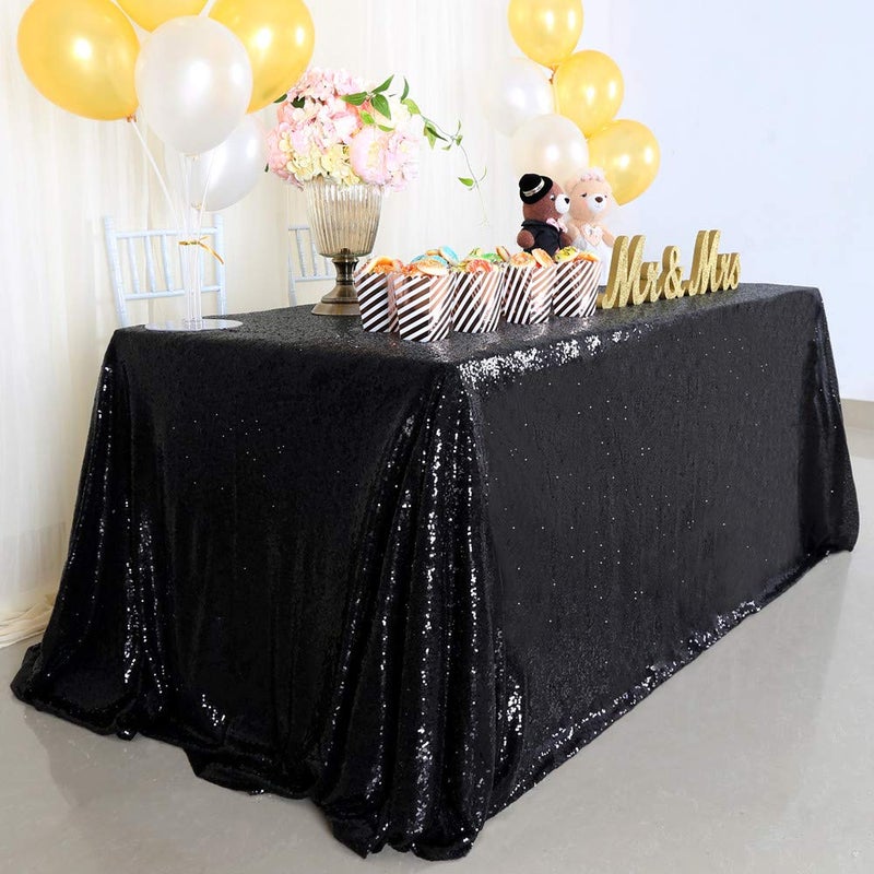 B.Cool B-COOL Black Sequin Tablecloth Halloween Table Overlays Shimmer Table Cloth 90x90-inch Square Halloween Decoration Popular and Elegant Wedding Tablecloth - Image 3